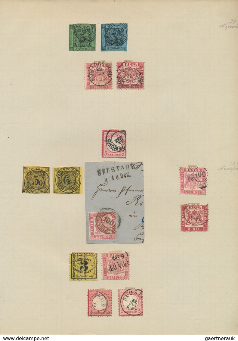 31170 Baden - Marken Und Briefe: 1851/1880 (ca.), Uriger Stempel-Spezial-Sammlungsbestand Incl. Nachverwen - Autres & Non Classés