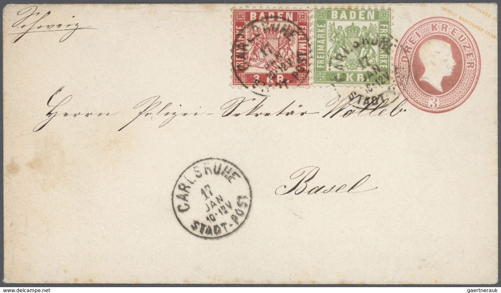 31171 Baden - Marken und Briefe: 1851/1875 (ca.) vielfältige STEMPELSAMMLUNG alphabetisch geordnet von A-Z