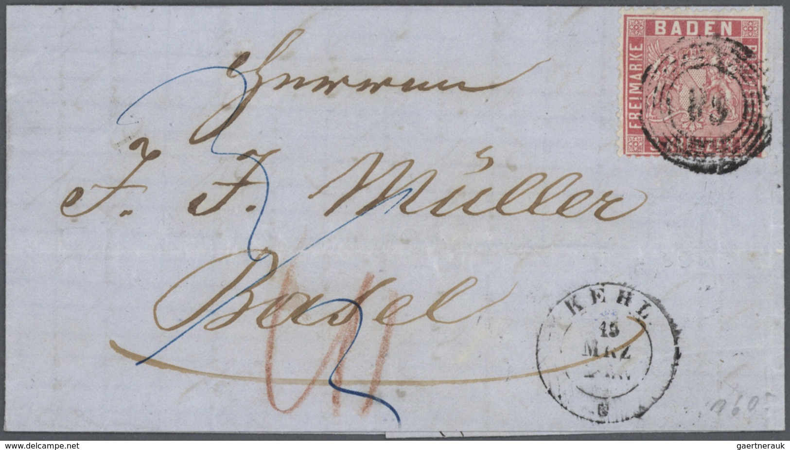 31171 Baden - Marken und Briefe: 1851/1875 (ca.) vielfältige STEMPELSAMMLUNG alphabetisch geordnet von A-Z