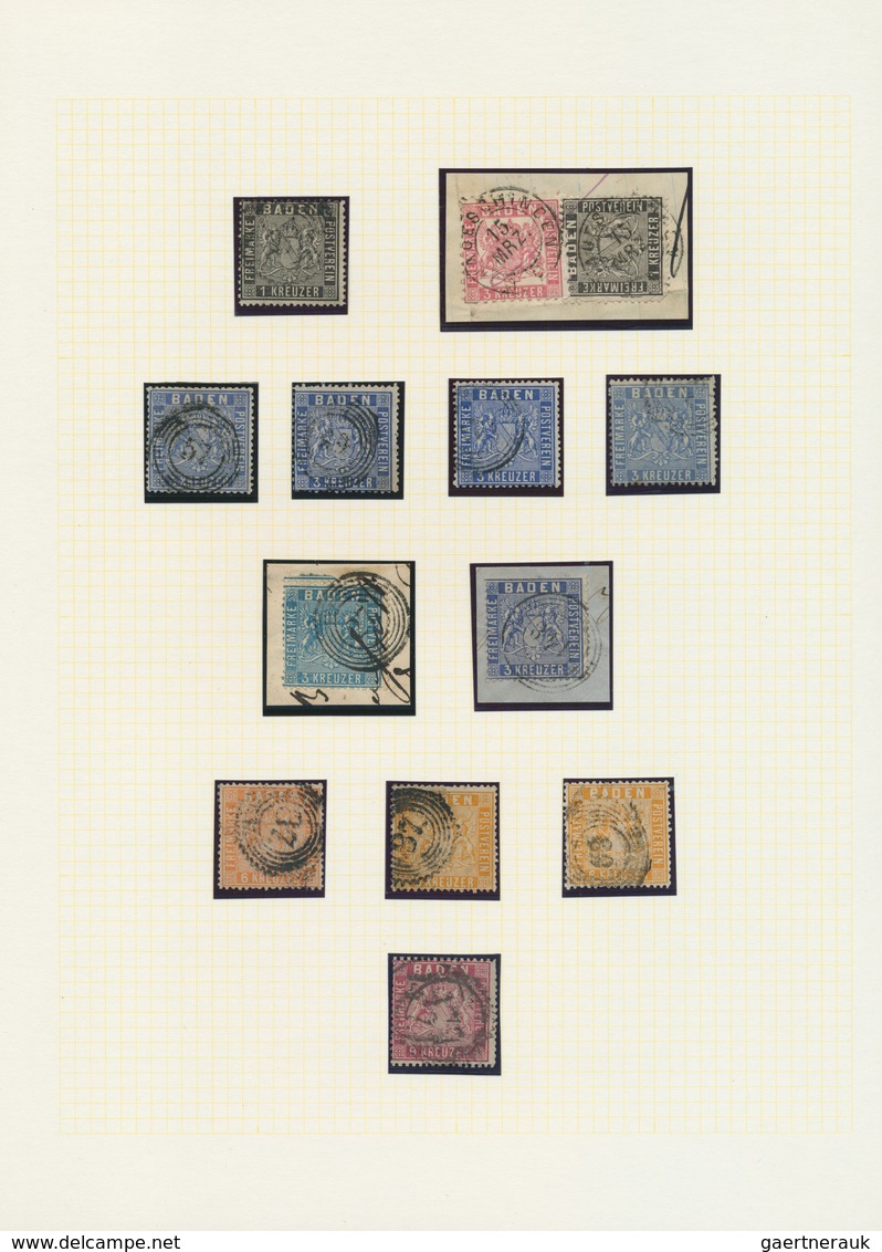 31172 Baden - Marken und Briefe: 1851/1870, gestempelte Sammlung von 111 Marken, sauber auf Blanko-Blätter