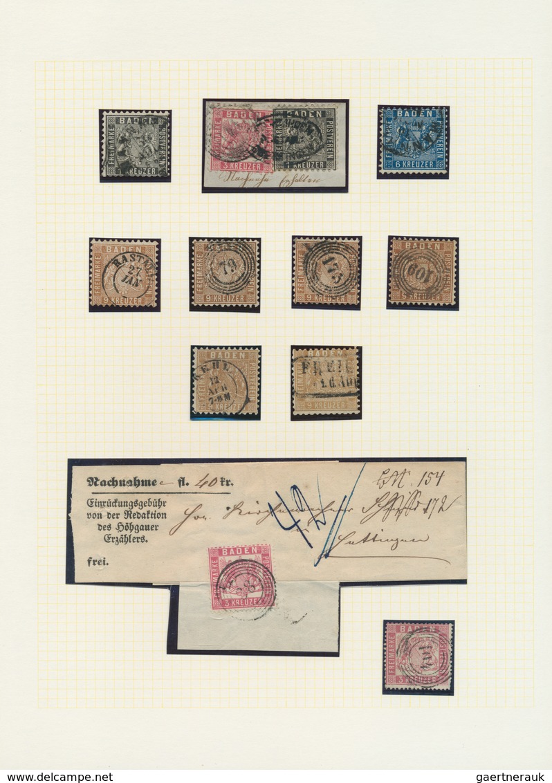 31172 Baden - Marken und Briefe: 1851/1870, gestempelte Sammlung von 111 Marken, sauber auf Blanko-Blätter