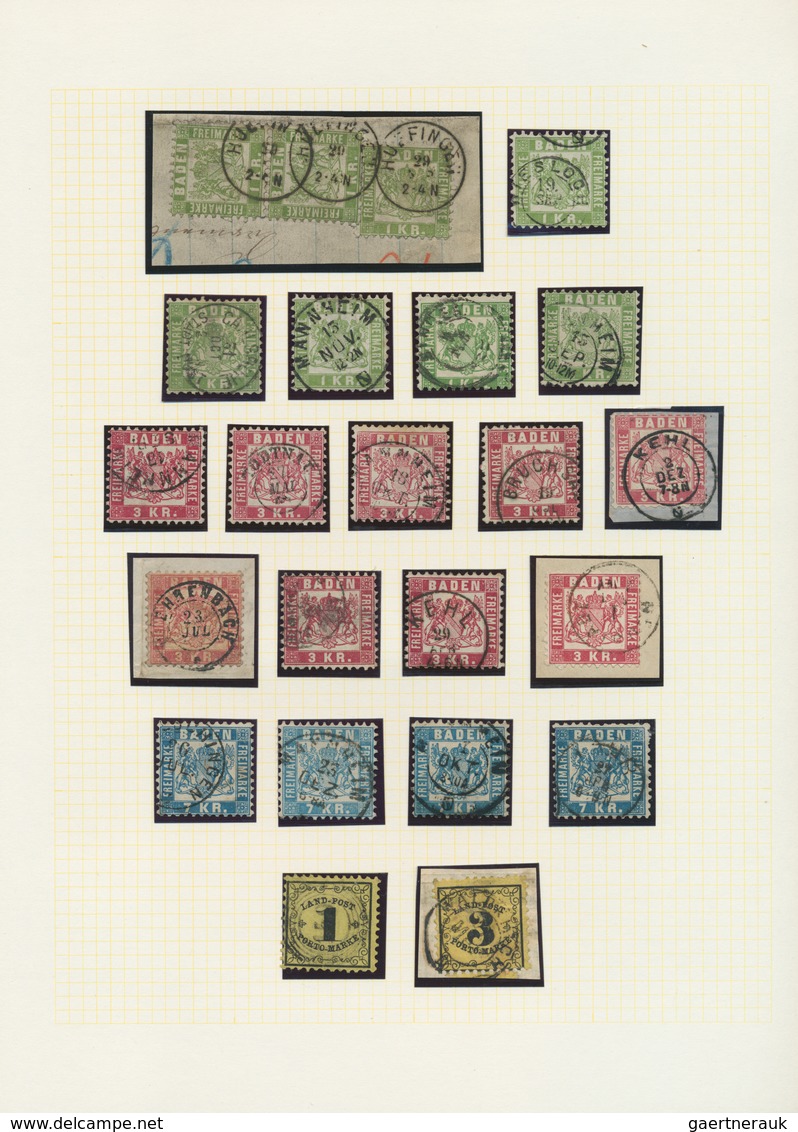 31172 Baden - Marken und Briefe: 1851/1870, gestempelte Sammlung von 111 Marken, sauber auf Blanko-Blätter