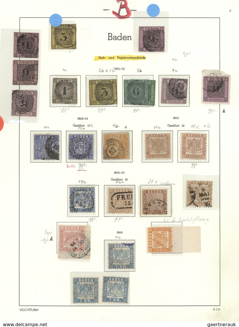 31179 Baden - Marken Und Briefe: 1851/1868, Meist Gestempelte Und Teils Auch Etwa Ungebrauchte Sammlung Au - Autres & Non Classés