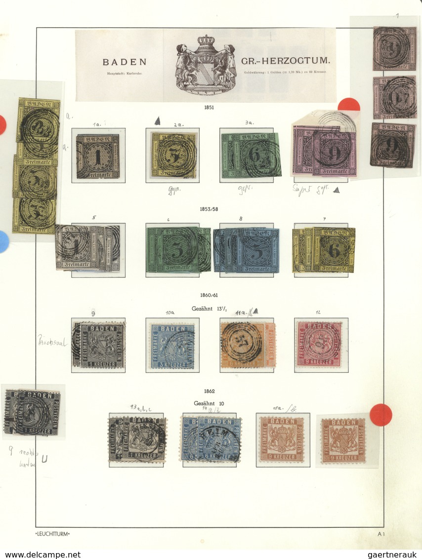 31179 Baden - Marken Und Briefe: 1851/1868, Meist Gestempelte Und Teils Auch Etwa Ungebrauchte Sammlung Au - Autres & Non Classés