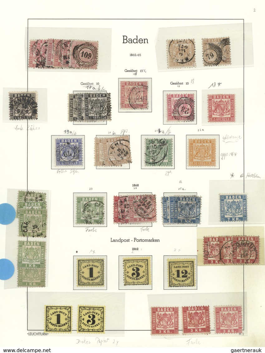 31179 Baden - Marken Und Briefe: 1851/1868, Meist Gestempelte Und Teils Auch Etwa Ungebrauchte Sammlung Au - Autres & Non Classés