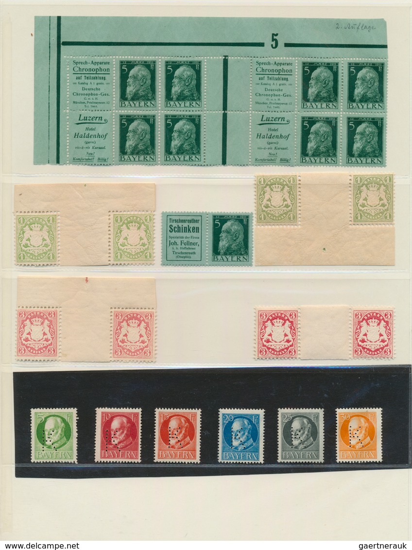 31197 Bayern - Marken Und Briefe: 1850-1920, Bayern-Bestand In 4 Alben Ab Quadratausgaben, In Der Pfennigz - Sonstige & Ohne Zuordnung