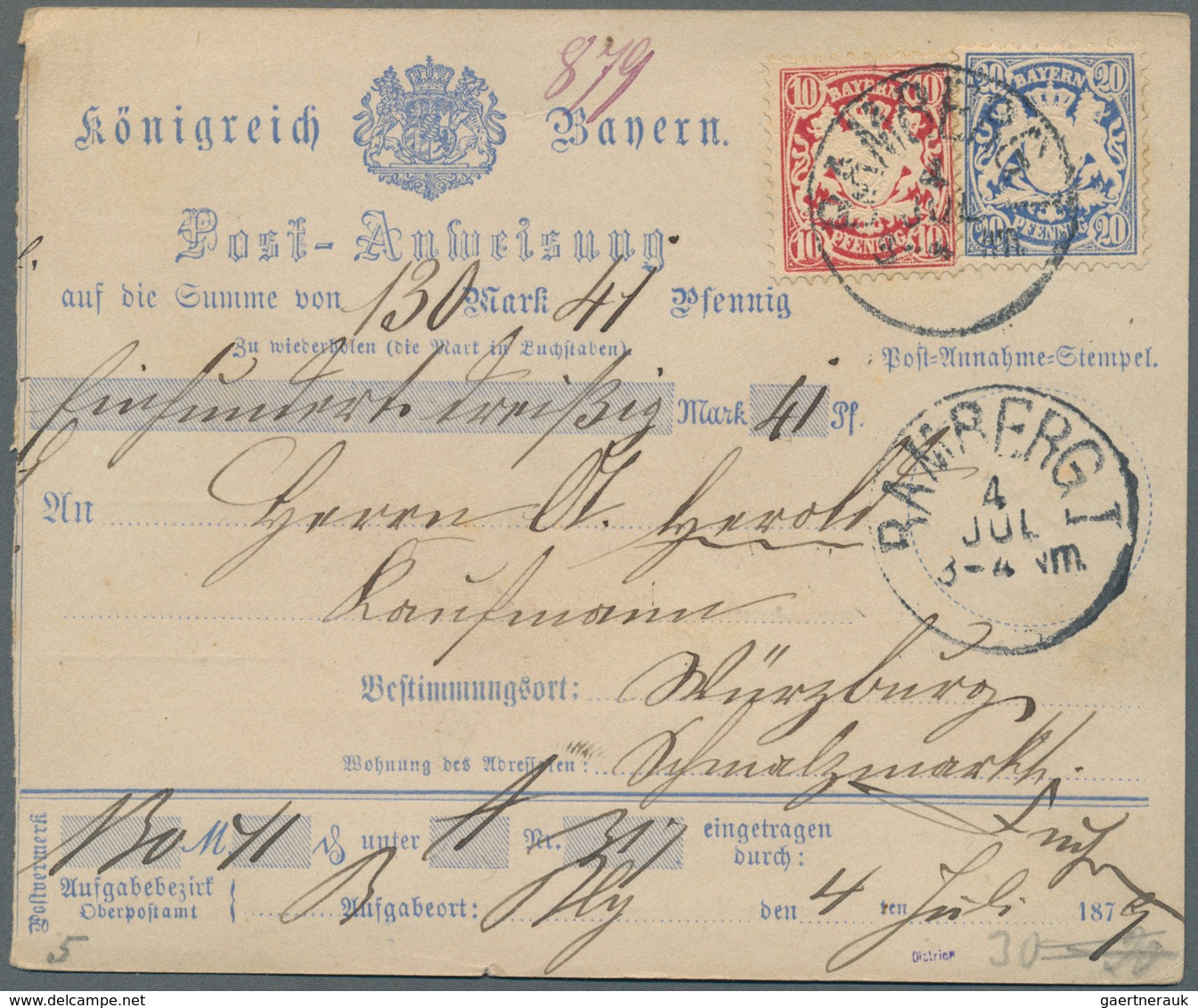 31200 Bayern - Marken Und Briefe: 1853-1920, Partie Mit Rund 240 Briefen, Ganzsachen Und Belegen, Dabei Ei - Sonstige & Ohne Zuordnung