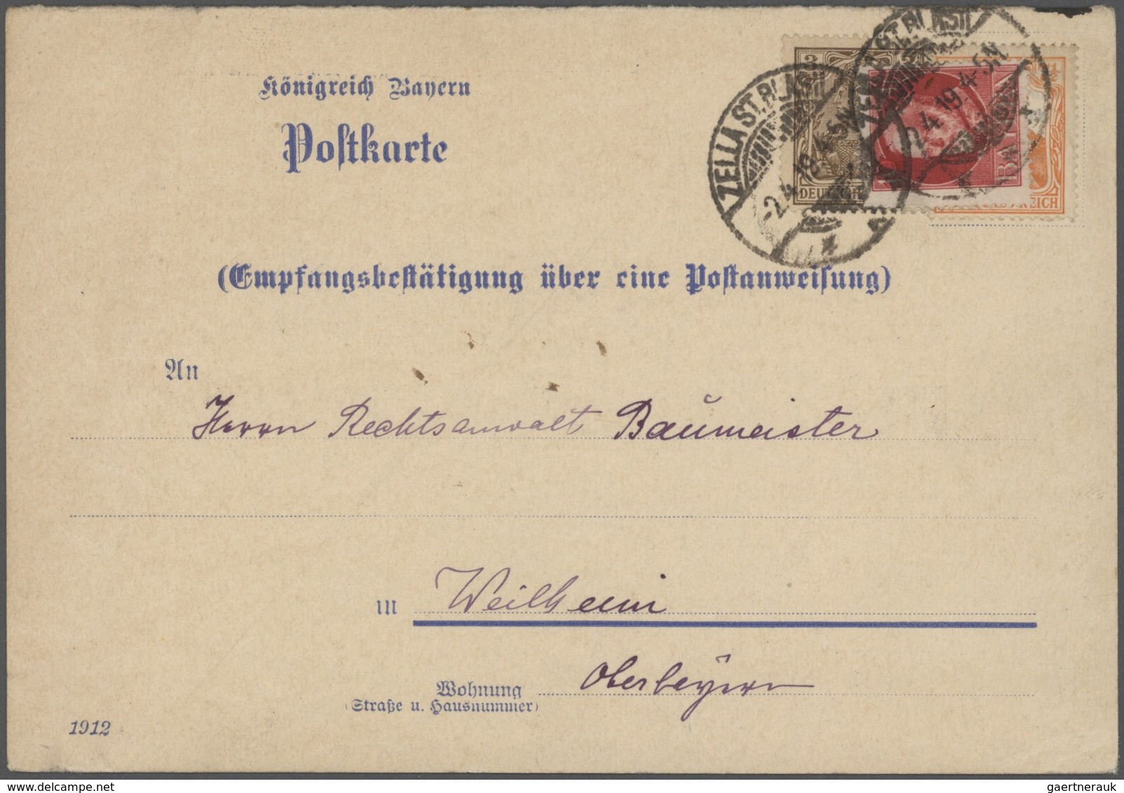 31201 Bayern - Marken und Briefe: 1875/1920 Schöner Posten von 37 un(ter)frankierten Bayern-Belegen mit NA