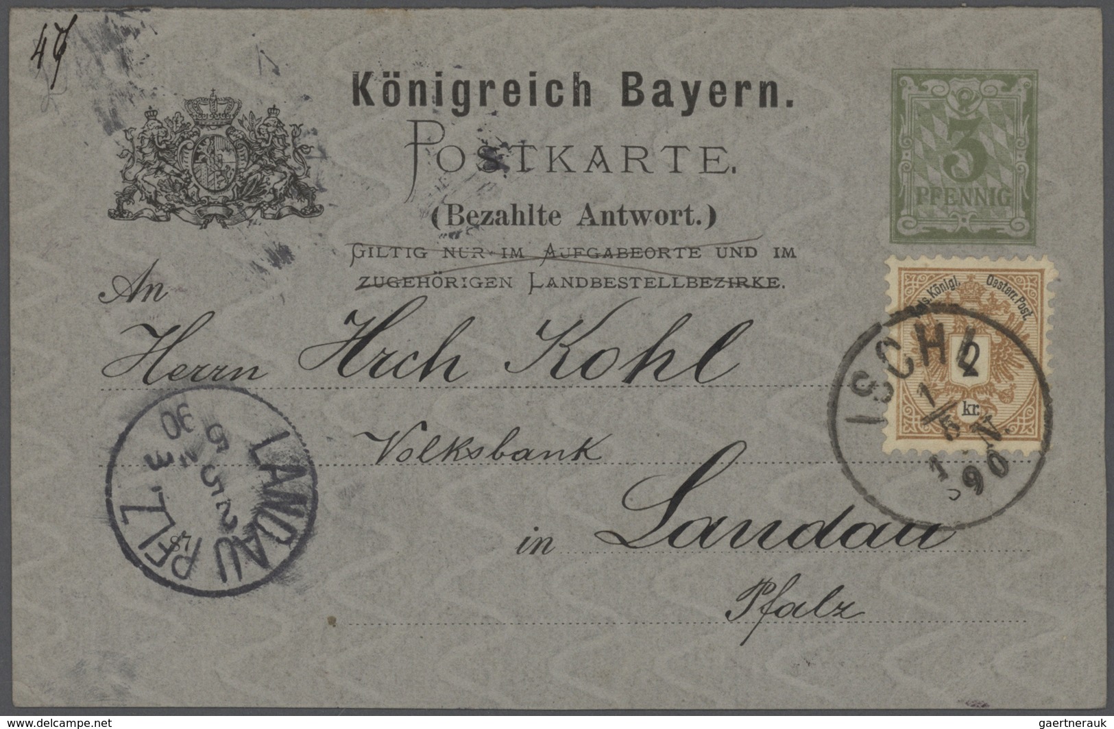 31201 Bayern - Marken und Briefe: 1875/1920 Schöner Posten von 37 un(ter)frankierten Bayern-Belegen mit NA