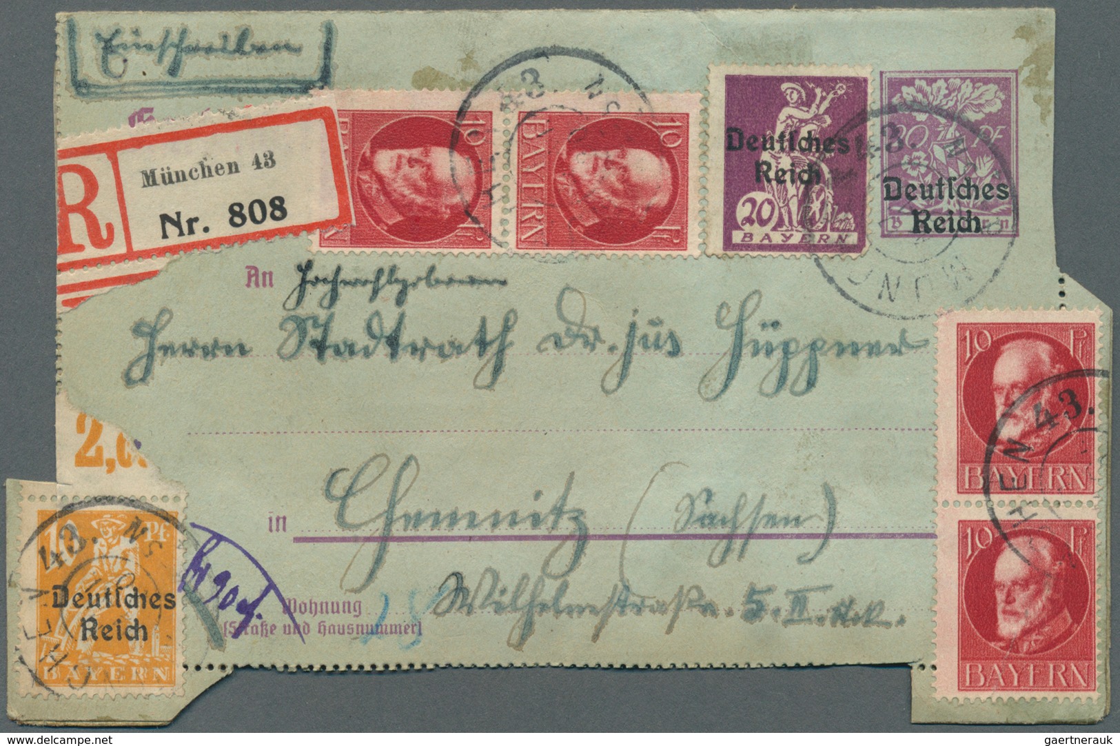 31206 Bayern - Marken Und Briefe: 1887/1920, Partie Von 37 Briefen, Karten Und Gebrauchten Ganzsachen, Dab - Sonstige & Ohne Zuordnung