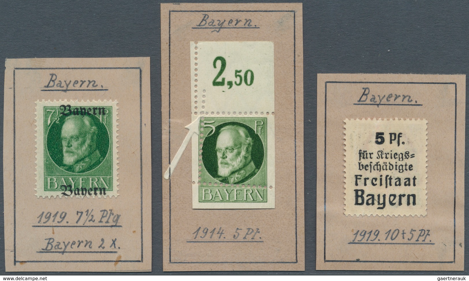 31209 Bayern - Marken Und Briefe: 1914/1920, Saubere Samlungspartie Von 18 Marken Mit Abarten Und Besonder - Andere & Zonder Classificatie
