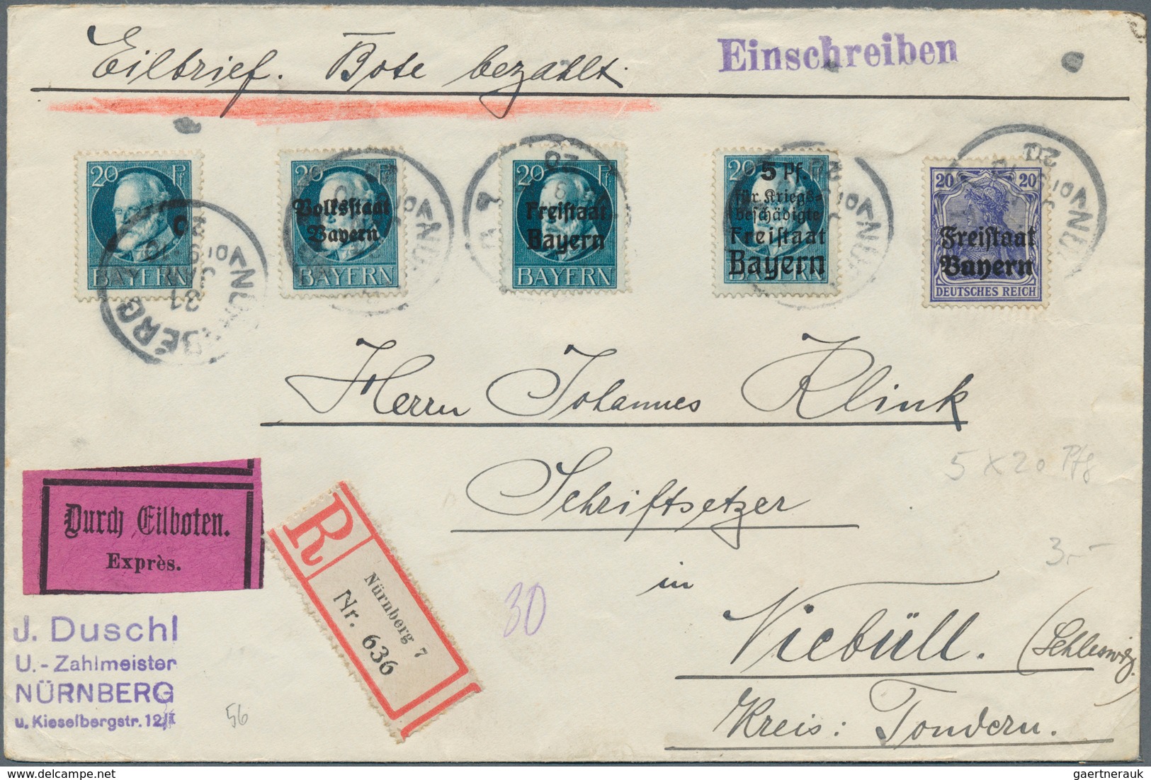 31210 Bayern - Marken Und Briefe: 1915/20 (ca.) Album Mit Einigen Belegen, Dazu Abschied Mit Ungezähnten, - Andere & Zonder Classificatie