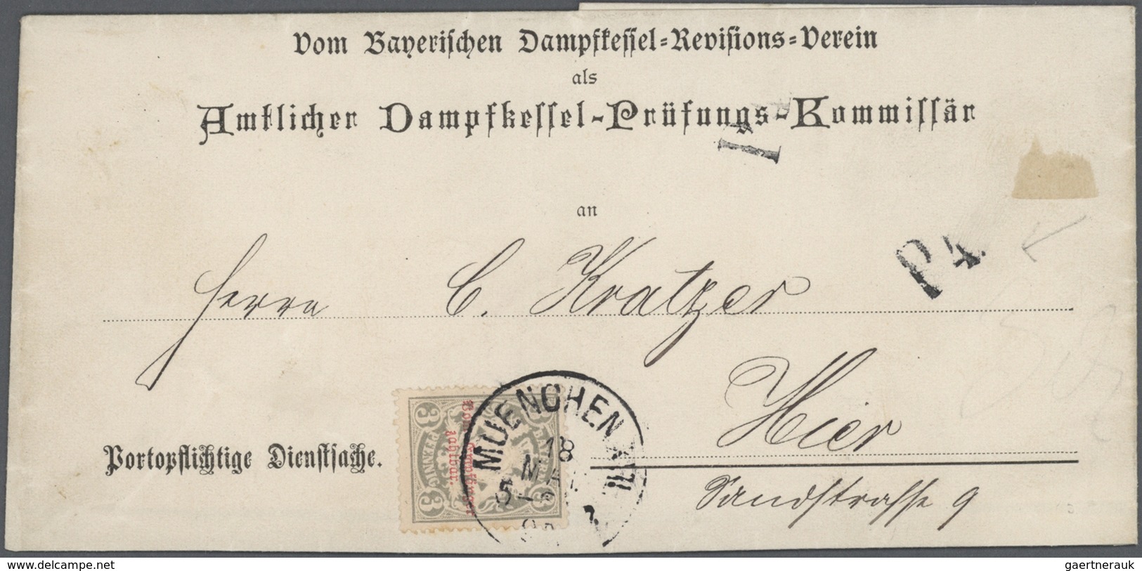 31218 Bayern - Portomarken: 1890/1911, Lot Von Vier Belegen Mit Nachportomarken, Dabei 3 Pfg. Auf Portopfl - Andere & Zonder Classificatie