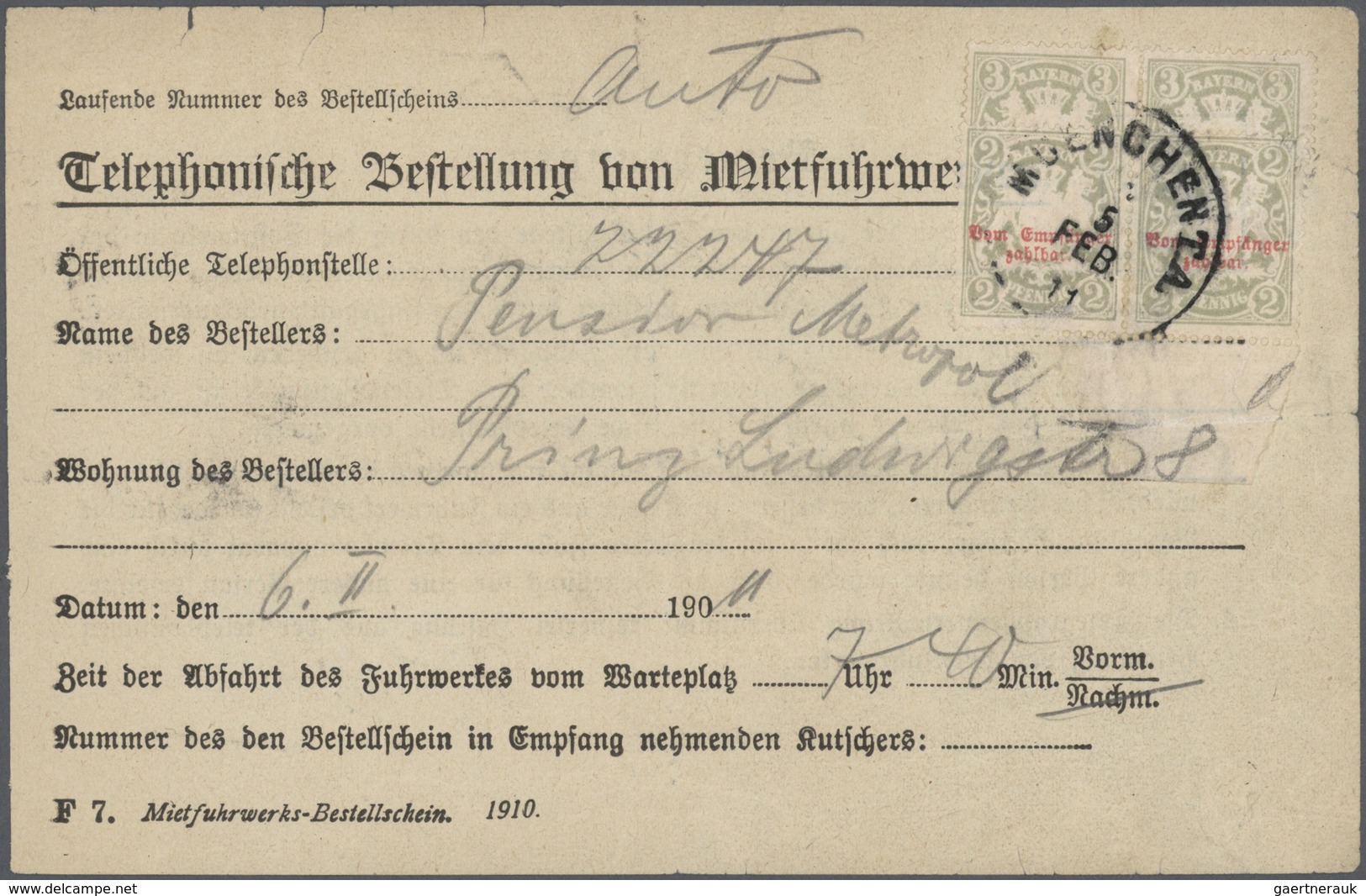 31218 Bayern - Portomarken: 1890/1911, Lot Von Vier Belegen Mit Nachportomarken, Dabei 3 Pfg. Auf Portopfl - Andere & Zonder Classificatie