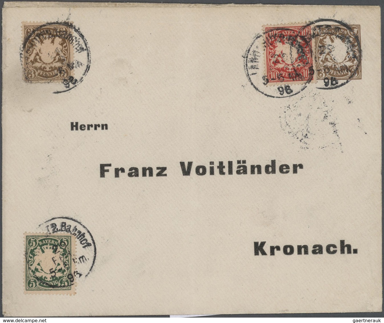 31221 Bayern - Ganzsachen: Fünf Privatumschläge Der Fa. Voitländer Kronach : 3 X 3 Pf. Wappen (PU7 B2/03 * - Sonstige & Ohne Zuordnung