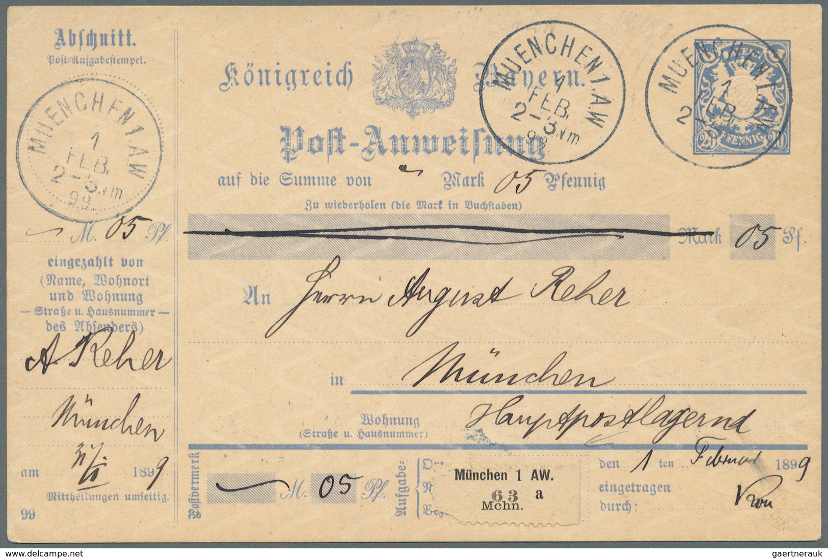 31225 Bayern - Ganzsachen: 1872/1920, Reichhaltige Sammlung von gebrauchten Postkarten, Postanweisungen, P
