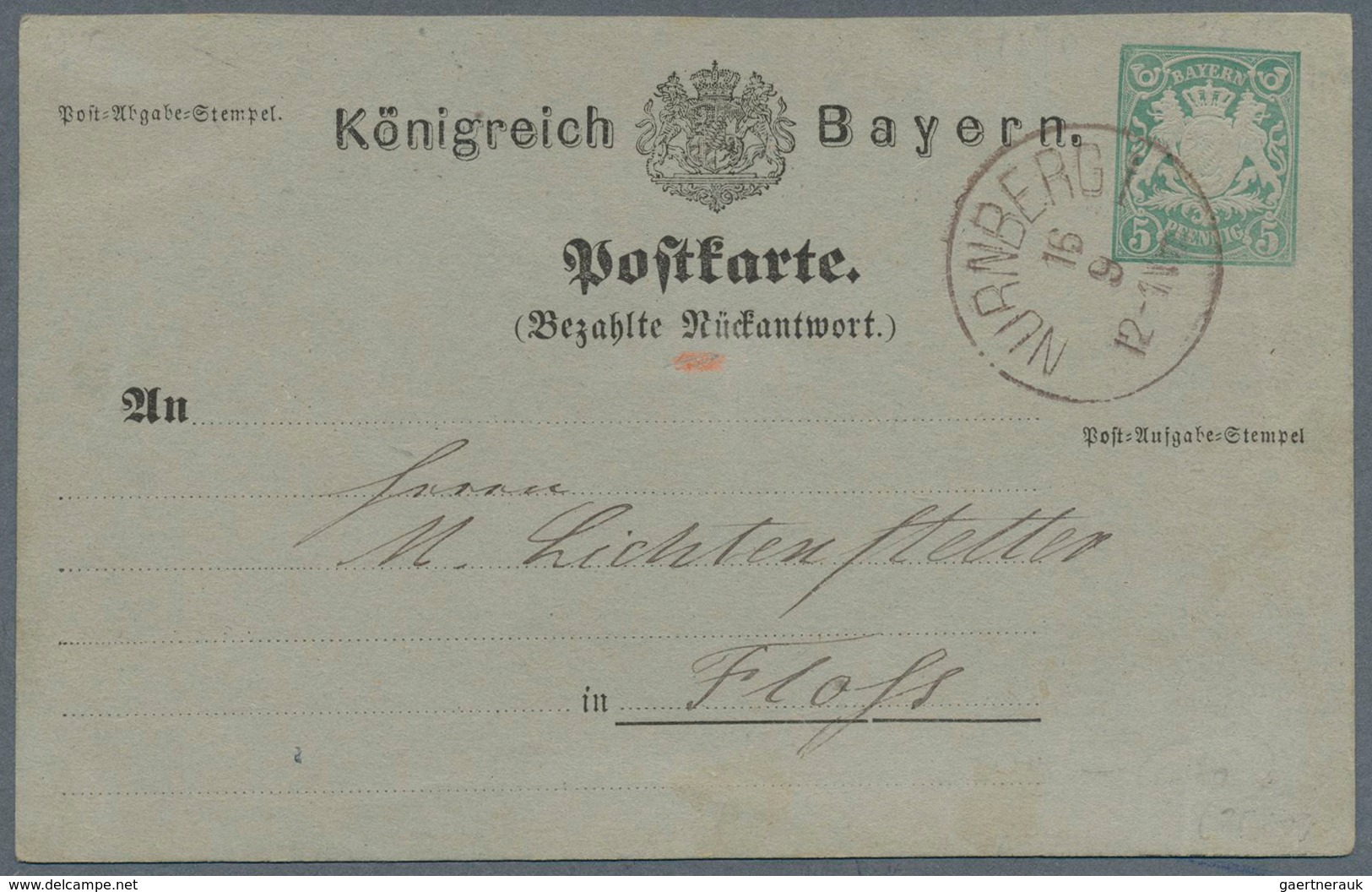 31226 Bayern - Ganzsachen: 1873/1920 Ca., Interessante Slg. Mit Ca.180 Gebrauchten Ganzsachen, Dabei Postk - Andere & Zonder Classificatie
