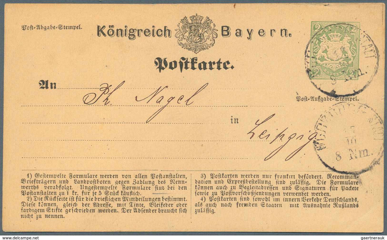 31230 Bayern - Ganzsachen: 1873/1902. Sammlung Von 21 Gebrauchten Postkarten Mit Vielen Guten Stücken, Wie - Autres & Non Classés