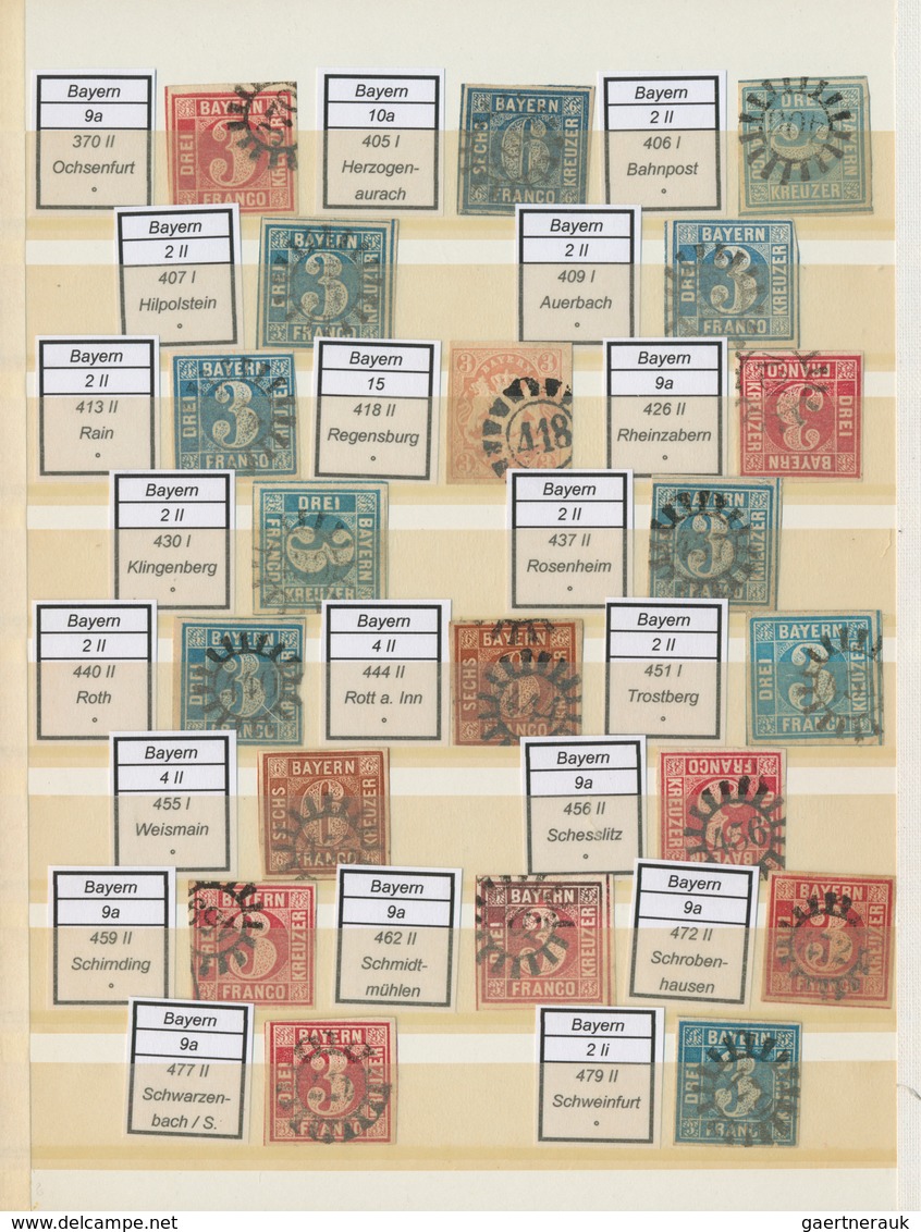 31239 Bayern - Geschlossene Mühlradstempel: 1850/1865 (ca.), saubere Sammlung von ca. 240 gMR (plus neun o