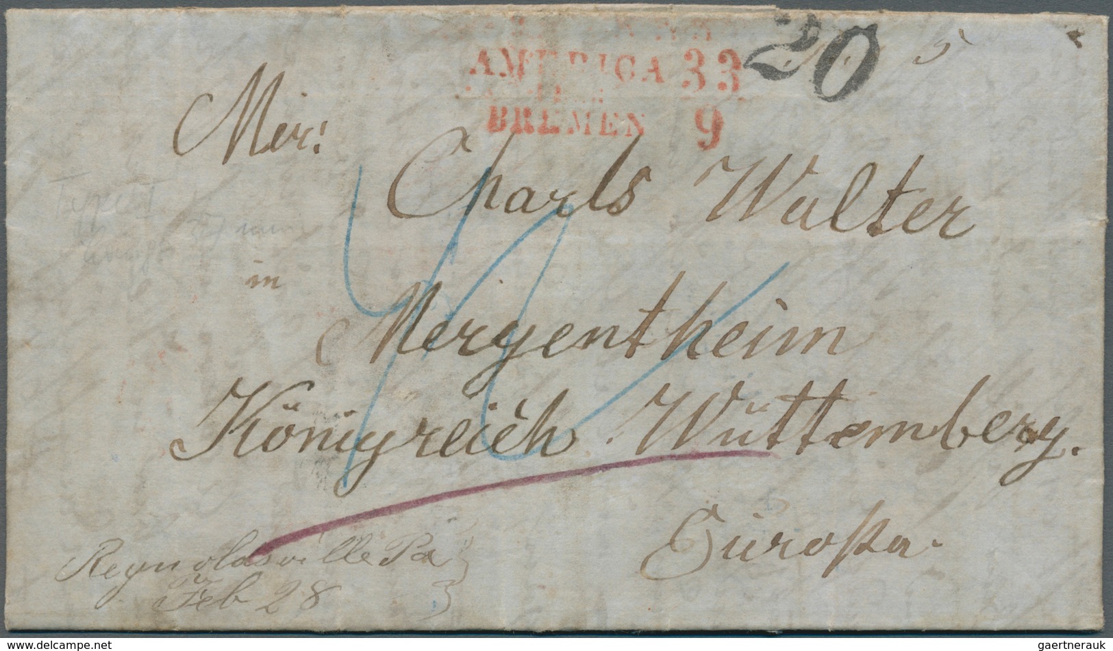 31251 Bremen - Marken Und Briefe: 1849/1875, Interessante Sammlung "Briefverkehr Bremen - USA" Mit Ca. 65 - Bremen