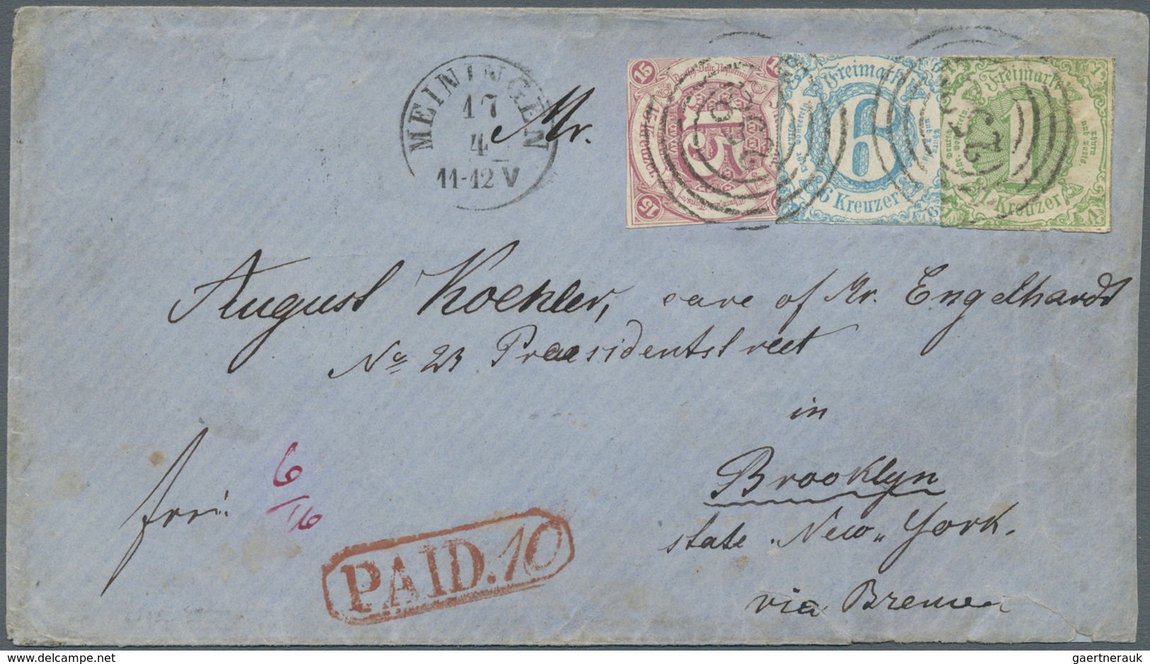 31251 Bremen - Marken Und Briefe: 1849/1875, Interessante Sammlung "Briefverkehr Bremen - USA" Mit Ca. 65 - Bremen