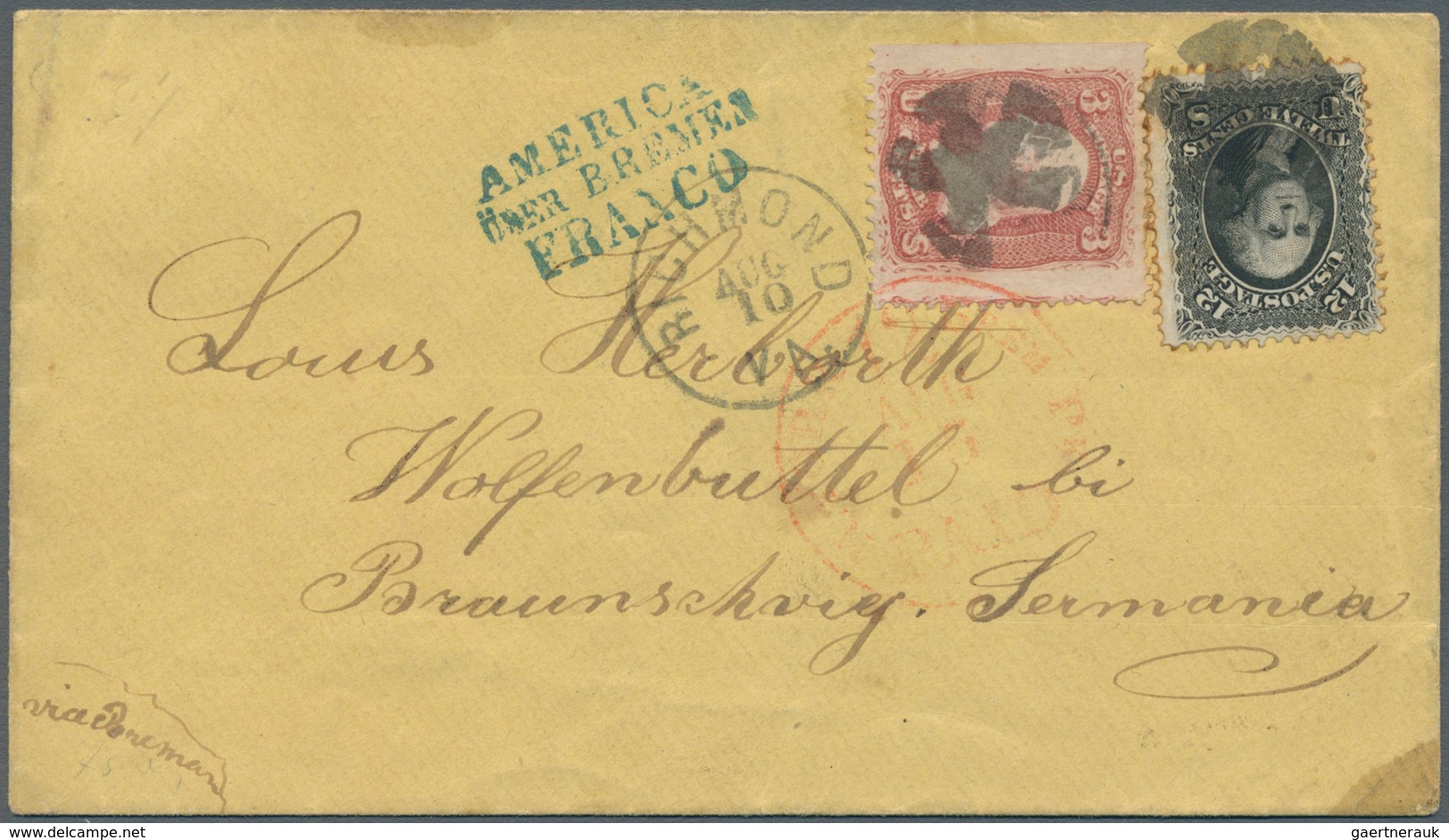 31251 Bremen - Marken und Briefe: 1849/1875, interessante Sammlung "Briefverkehr Bremen - USA" mit ca. 65