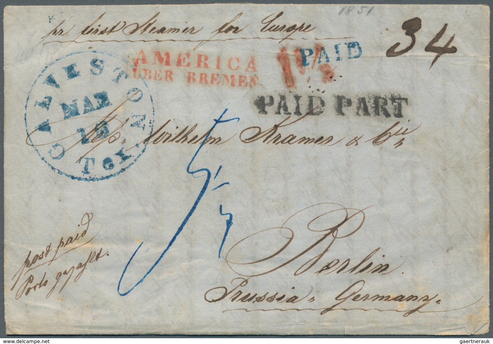 31251 Bremen - Marken und Briefe: 1849/1875, interessante Sammlung "Briefverkehr Bremen - USA" mit ca. 65