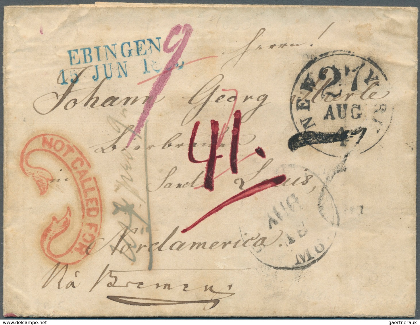 31251 Bremen - Marken und Briefe: 1849/1875, interessante Sammlung "Briefverkehr Bremen - USA" mit ca. 65