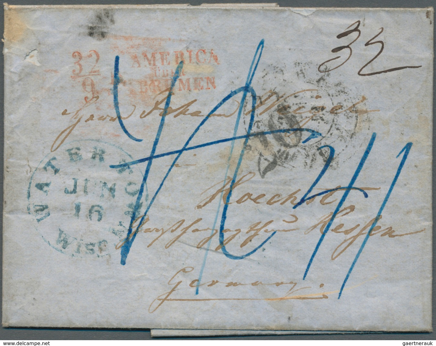 31251 Bremen - Marken und Briefe: 1849/1875, interessante Sammlung "Briefverkehr Bremen - USA" mit ca. 65