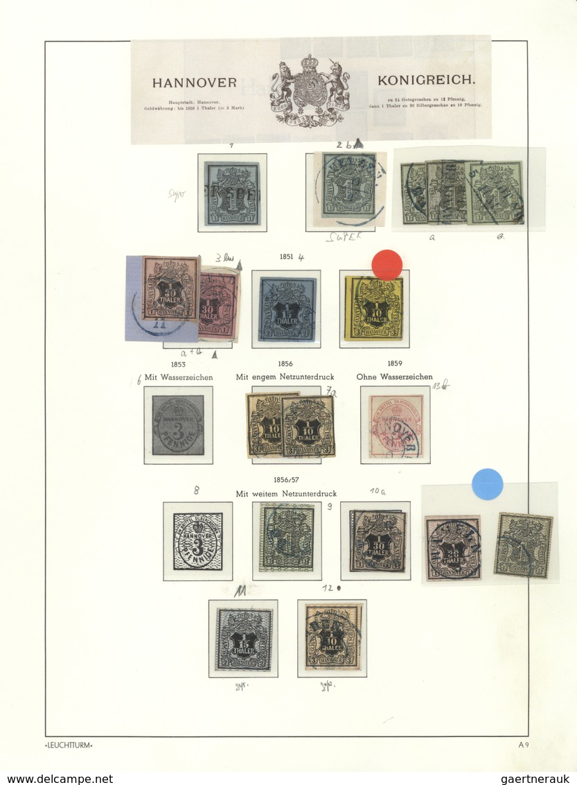 31261 Hannover - Marken Und Briefe: 1850/1865, Meist Gestempelte Sammlung Auf Albenblättern Ab Der MiNr. 1 - Hanover