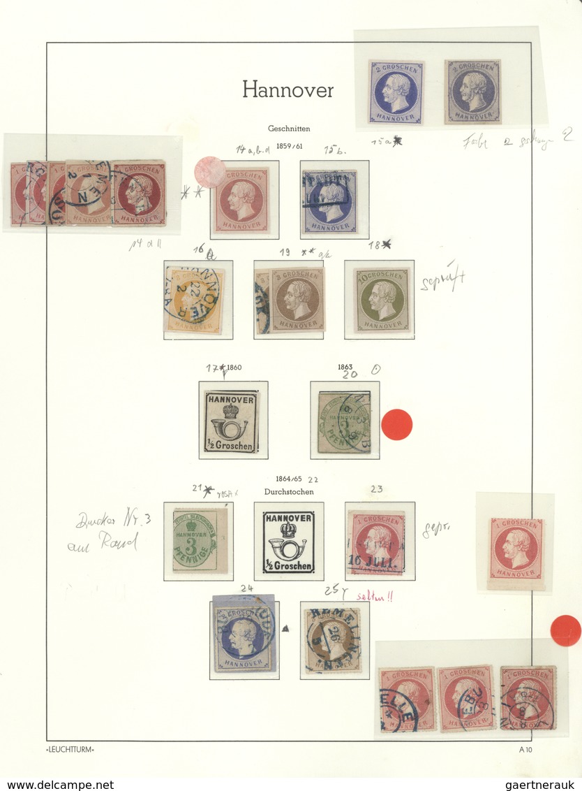 31261 Hannover - Marken Und Briefe: 1850/1865, Meist Gestempelte Sammlung Auf Albenblättern Ab Der MiNr. 1 - Hanover