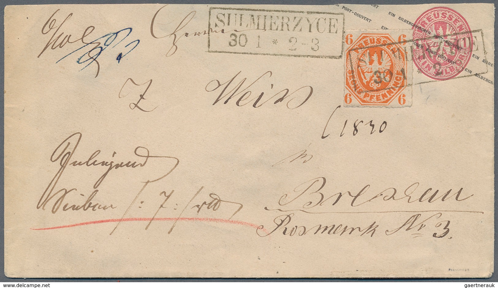 31294 Preußen - Marken Und Briefe: 1850/1868 (ca.), Konvolut Mit Ca. 80 Belegen, Dabei Mischfrankaturen, G - Andere & Zonder Classificatie