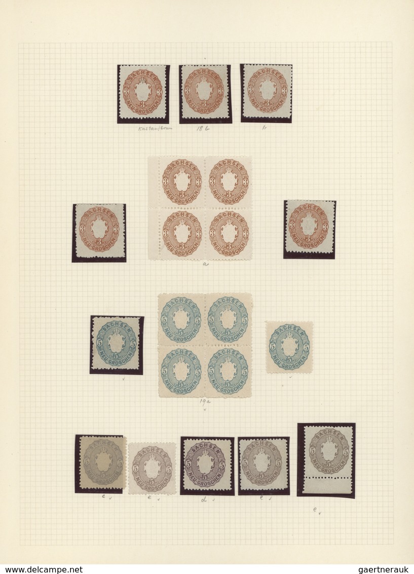 31309 Sachsen - Marken Und Briefe: 1852/67, Saubere Ungebrauchte Sammlung Auf Alten Albenblättern Vieles M - Saxe