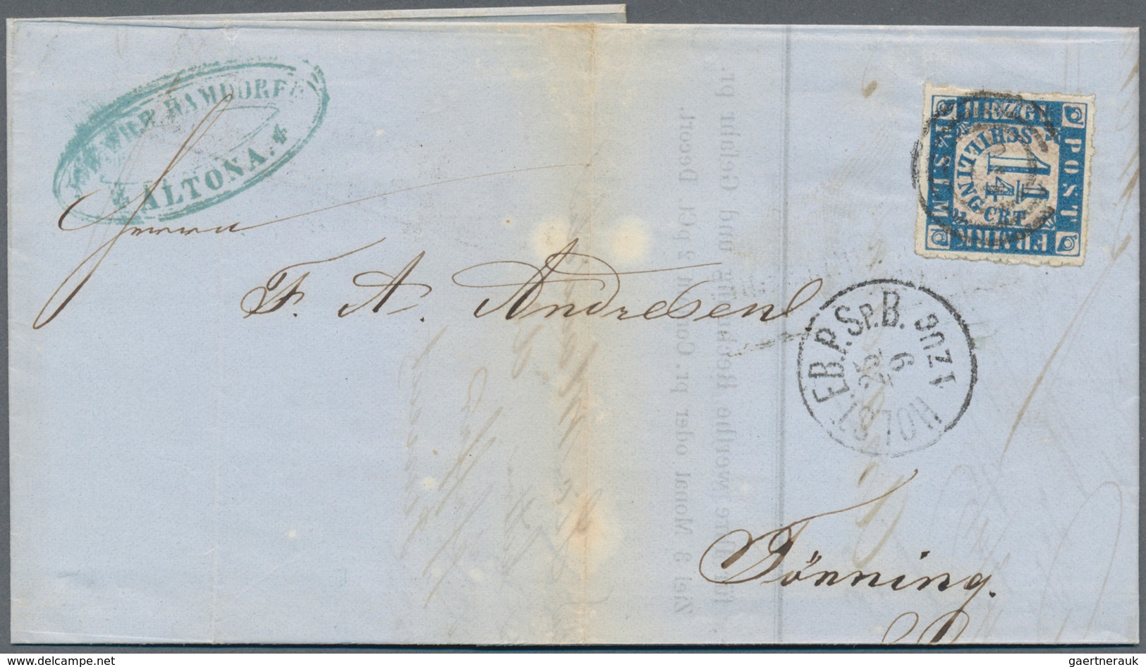 31310 Schleswig-Holstein - Marken Und Briefe: 1850/1868 (ca.), Lot Von Sechs (meist Markenlosen) Briefen, - Andere & Zonder Classificatie