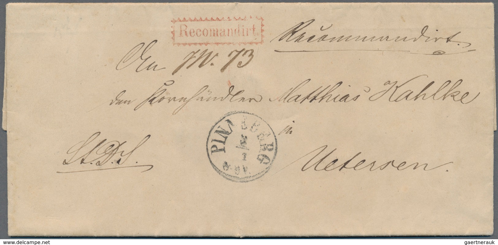 31310 Schleswig-Holstein - Marken Und Briefe: 1850/1868 (ca.), Lot Von Sechs (meist Markenlosen) Briefen, - Sonstige & Ohne Zuordnung