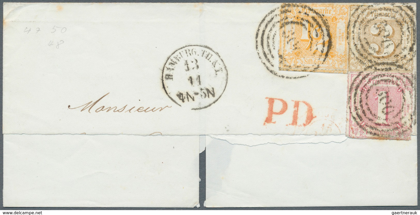 31322 Thurn & Taxis - Marken Und Briefe: 1860/1865 (ca.), 8 Belege Einschließlich Einer Brief-Vorderseite - Sonstige & Ohne Zuordnung