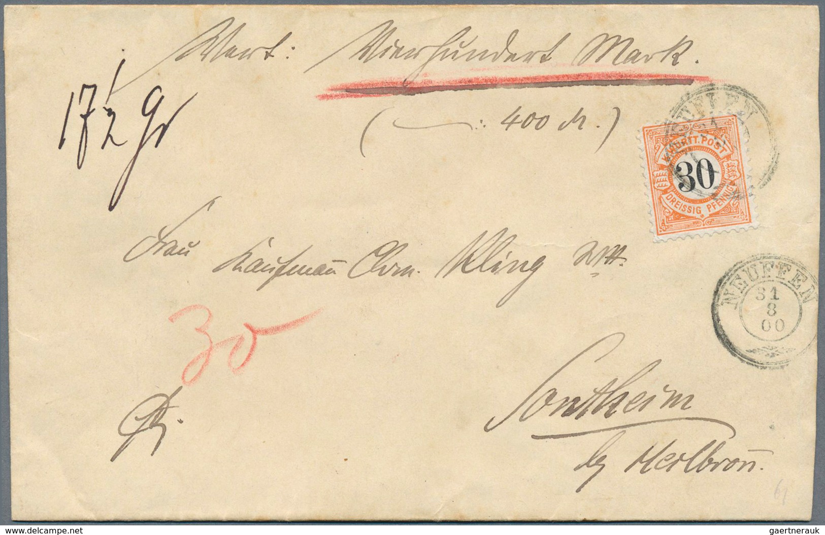 31330 Württemberg - Marken Und Briefe: 1784/1920 (ca.), Schöner Posten Von Ca. 30 Ehemaligen Auktions-Einz - Sonstige & Ohne Zuordnung