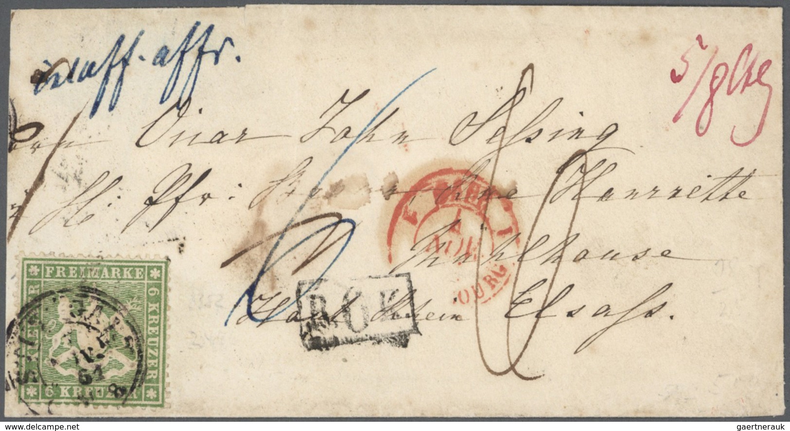 31332 Württemberg - Marken Und Briefe: 1850/1874, Interessante Sammlung Von Ca. 400 Belegen Der Kreuzerzei - Sonstige & Ohne Zuordnung