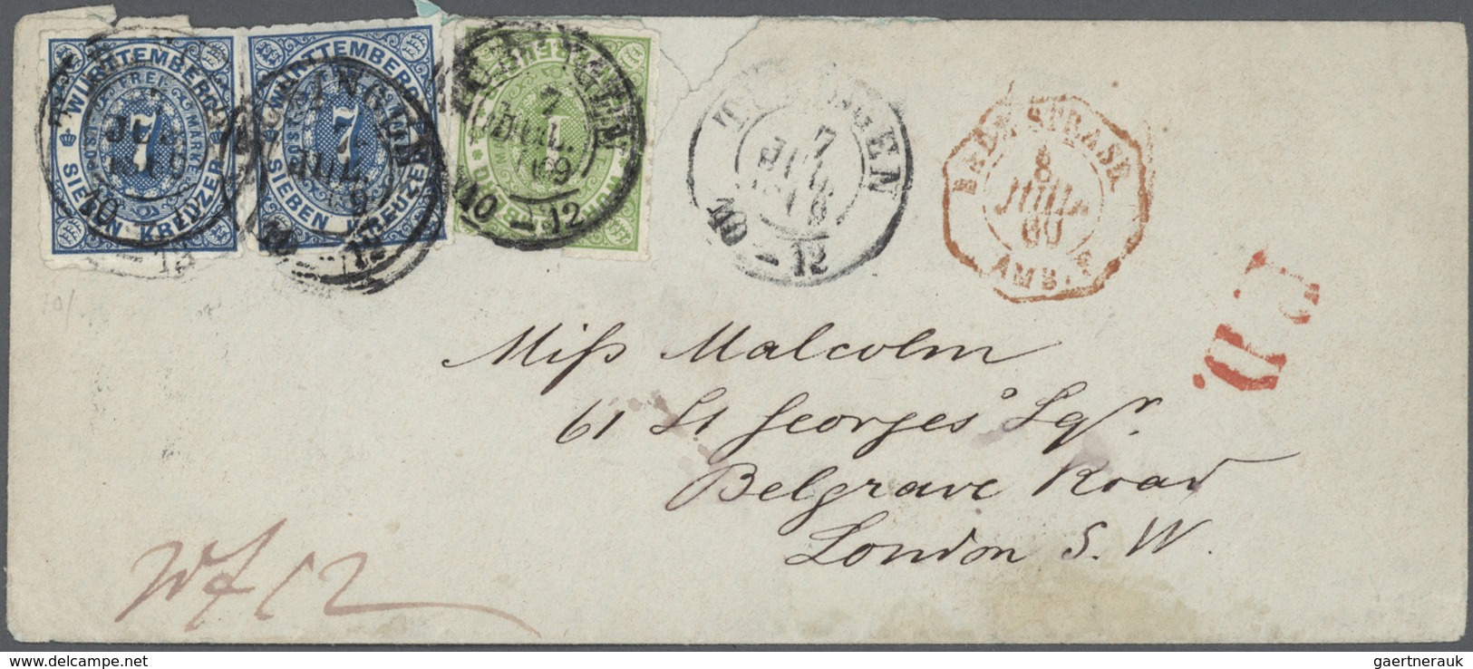 31332 Württemberg - Marken und Briefe: 1850/1874, interessante Sammlung von ca. 400 Belegen der Kreuzerzei