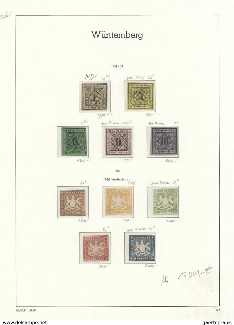 31333 Württemberg - Marken Und Briefe: 1851/1923, FAST KOMPLETTE UNGEBRAUCHTE Württemberg-Sammlung Nach Ha - Sonstige & Ohne Zuordnung