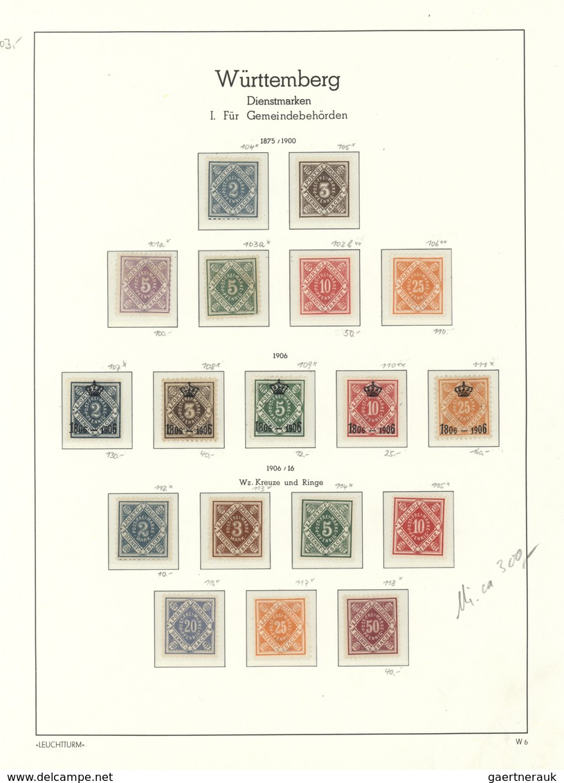 31333 Württemberg - Marken Und Briefe: 1851/1923, FAST KOMPLETTE UNGEBRAUCHTE Württemberg-Sammlung Nach Ha - Andere & Zonder Classificatie