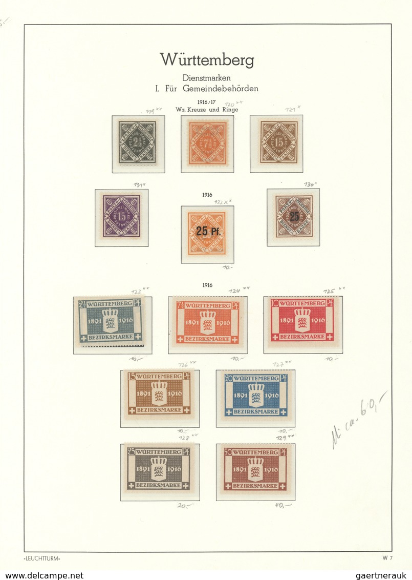 31333 Württemberg - Marken Und Briefe: 1851/1923, FAST KOMPLETTE UNGEBRAUCHTE Württemberg-Sammlung Nach Ha - Andere & Zonder Classificatie