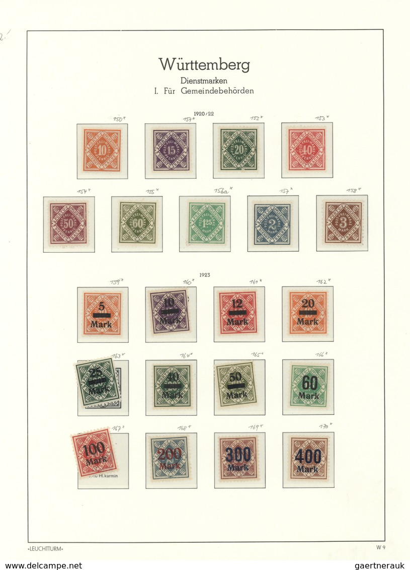 31333 Württemberg - Marken und Briefe: 1851/1923, FAST KOMPLETTE UNGEBRAUCHTE Württemberg-Sammlung nach Ha