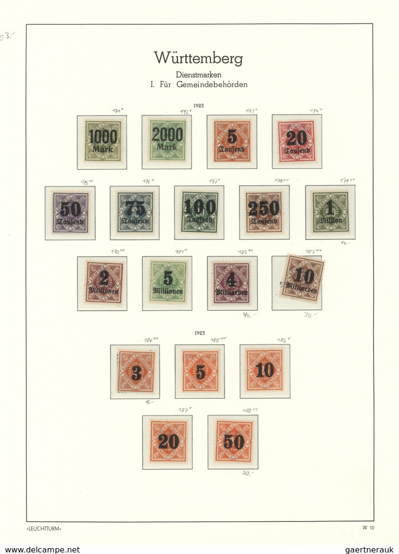 31333 Württemberg - Marken und Briefe: 1851/1923, FAST KOMPLETTE UNGEBRAUCHTE Württemberg-Sammlung nach Ha