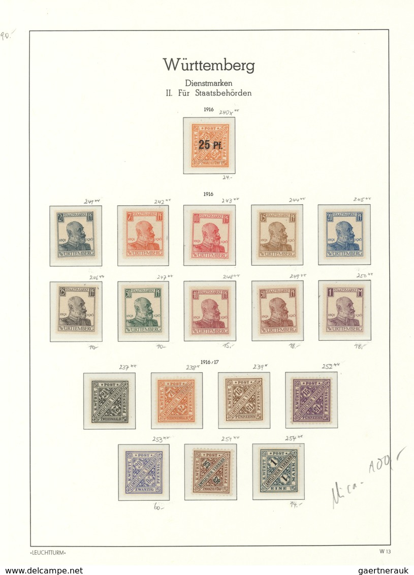 31333 Württemberg - Marken und Briefe: 1851/1923, FAST KOMPLETTE UNGEBRAUCHTE Württemberg-Sammlung nach Ha