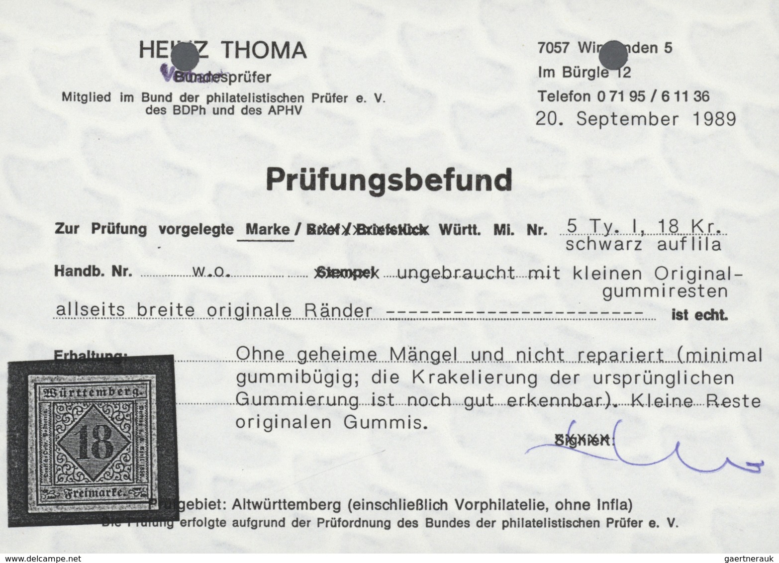 31333 Württemberg - Marken und Briefe: 1851/1923, FAST KOMPLETTE UNGEBRAUCHTE Württemberg-Sammlung nach Ha