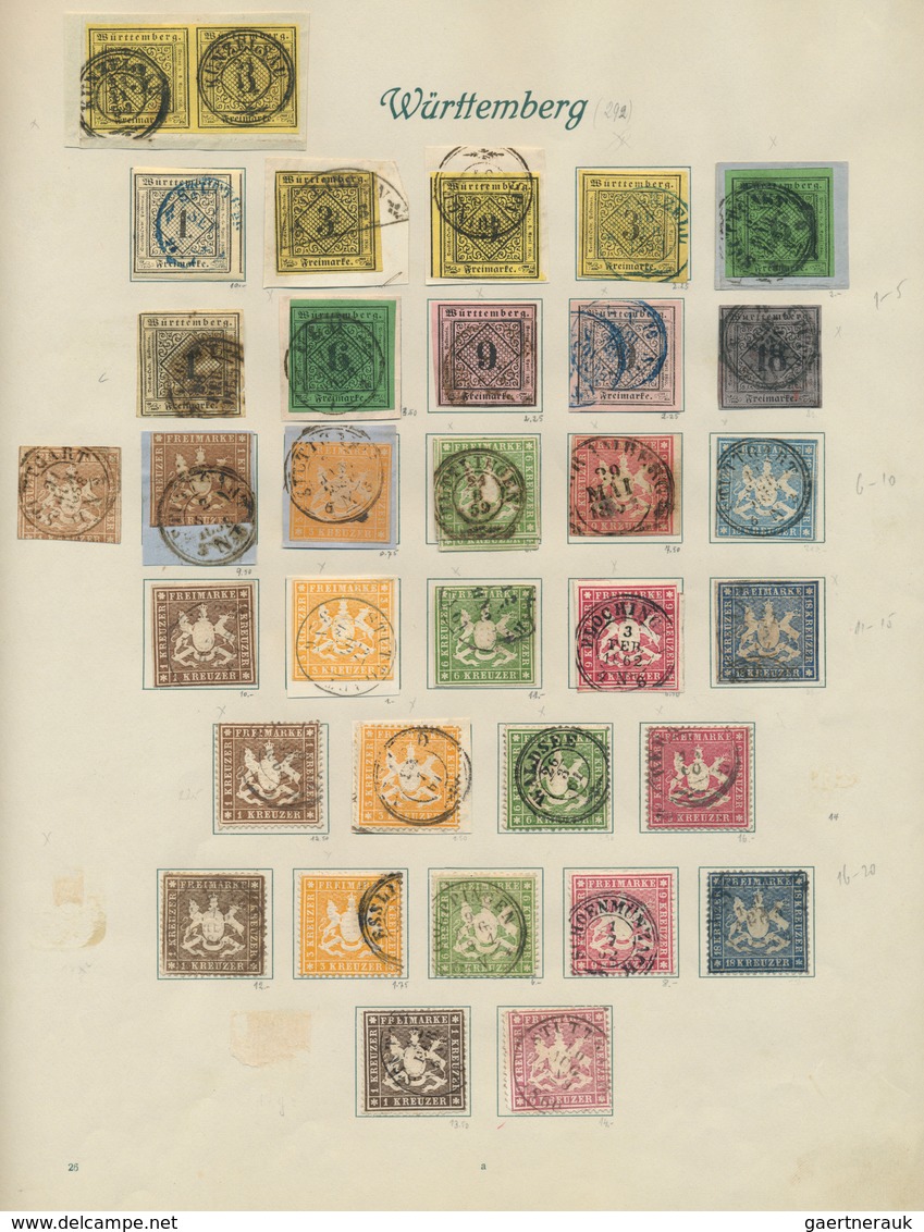 31334 Württemberg - Marken Und Briefe: 1851/1923, Gestempelte Sammlung Auf Borek-Blättern, Teils Unterschi - Sonstige & Ohne Zuordnung