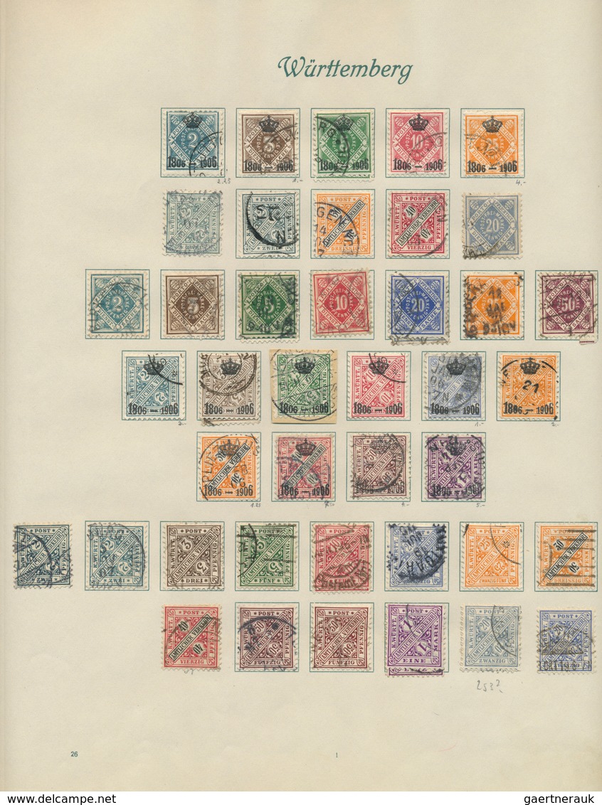 31334 Württemberg - Marken Und Briefe: 1851/1923, Gestempelte Sammlung Auf Borek-Blättern, Teils Unterschi - Sonstige & Ohne Zuordnung