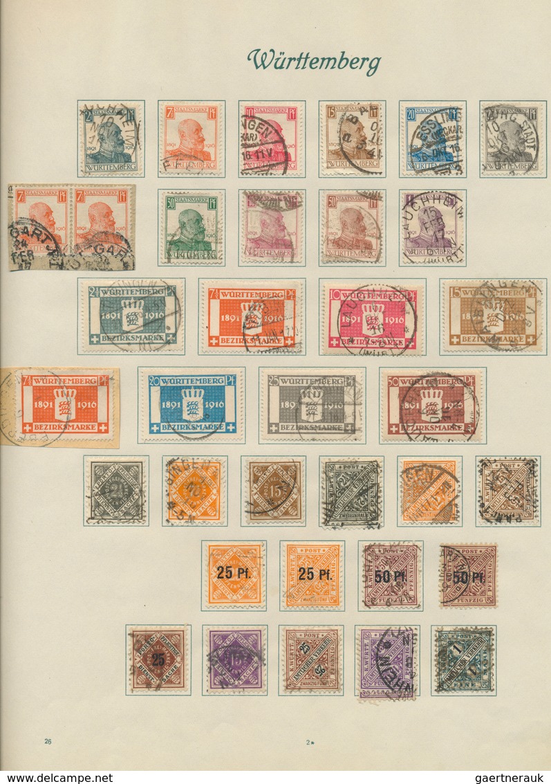 31334 Württemberg - Marken Und Briefe: 1851/1923, Gestempelte Sammlung Auf Borek-Blättern, Teils Unterschi - Andere & Zonder Classificatie