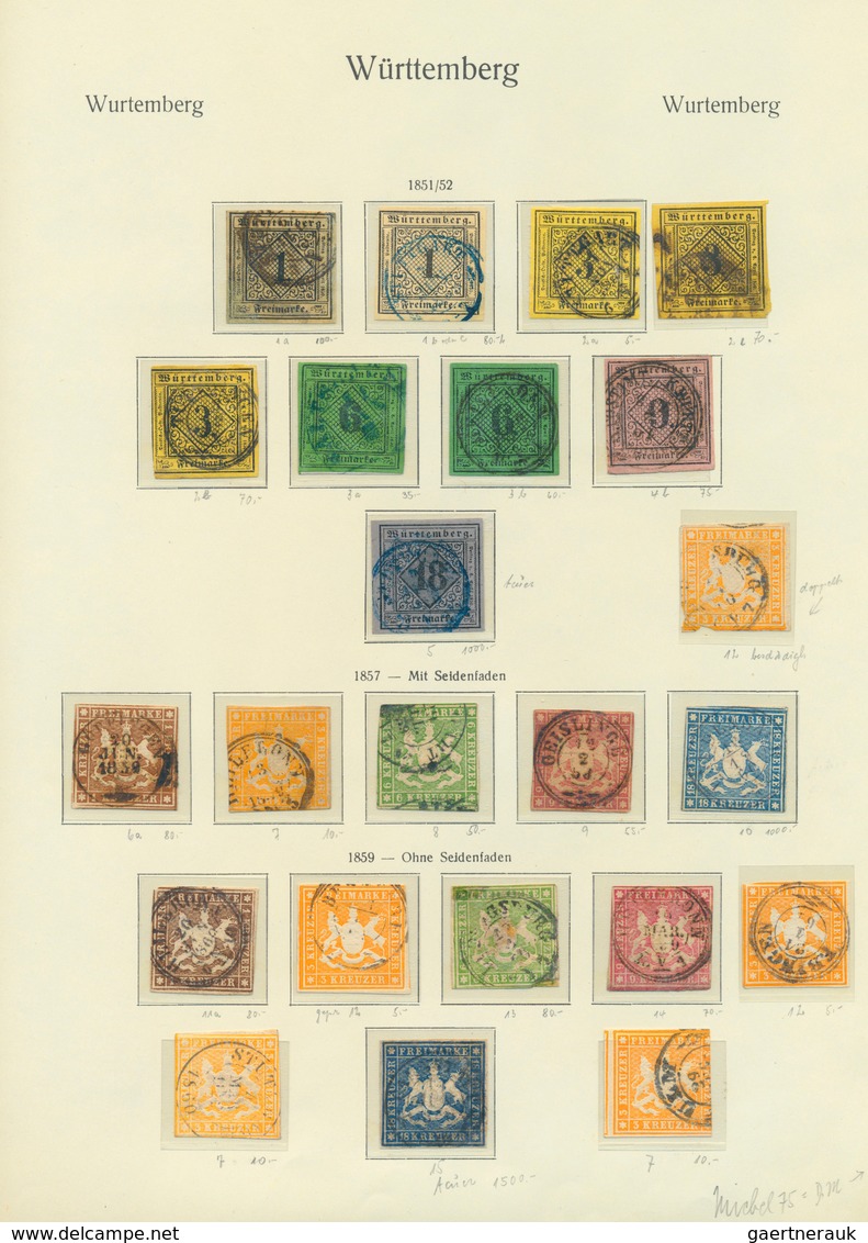 31336 Württemberg - Marken Und Briefe: 1851/1920, Gestempelte Und Ungebrauchte Sammlung Auf KA/BE-Vordruck - Andere & Zonder Classificatie